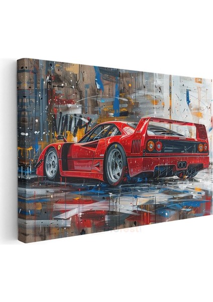 Ferrari F40 - Kırmızı Italyan Süper Otomobil Sanatsal Kanvas Tablo modelleri