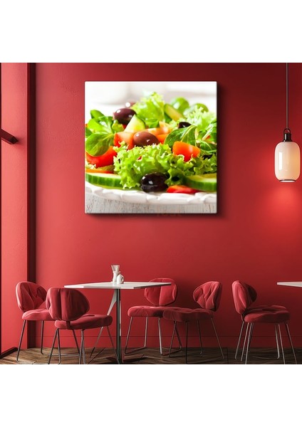 Taze Bahçe Salatası - Zeytinli Yeşillik Ziyafeti Kanvas Tablo
