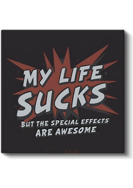 My Life Sucks But The Special Effects Are Awesome - Mizahi Komik Yazı Kanvas Tablo
