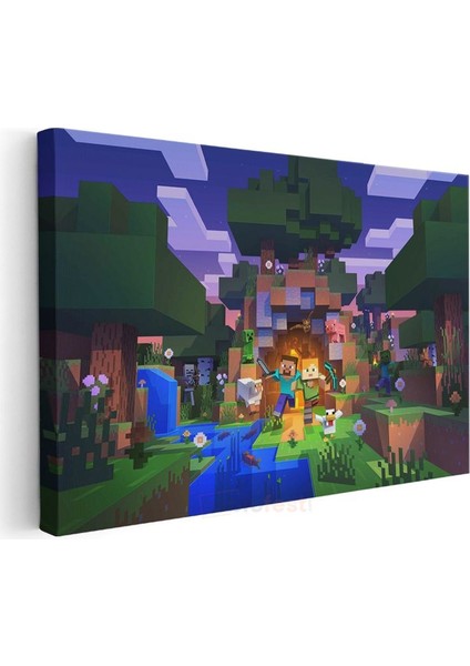 Minecraft - Gece Kampı Kanvas Tablo
