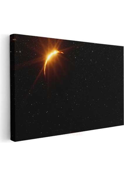 Güneş Tutulması - Yıldızlarla Çevrili Kozmik Olay Kanvas Tablo modelleri