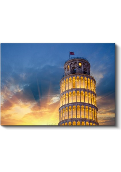 Pisa Kulesi - Günbatımı Işıkları Kanvas Tablo fiyatları