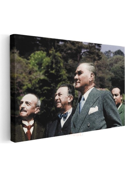 Atatürk ve Devlet Adamları - Doğa Gezisinde Kanvas Tablo