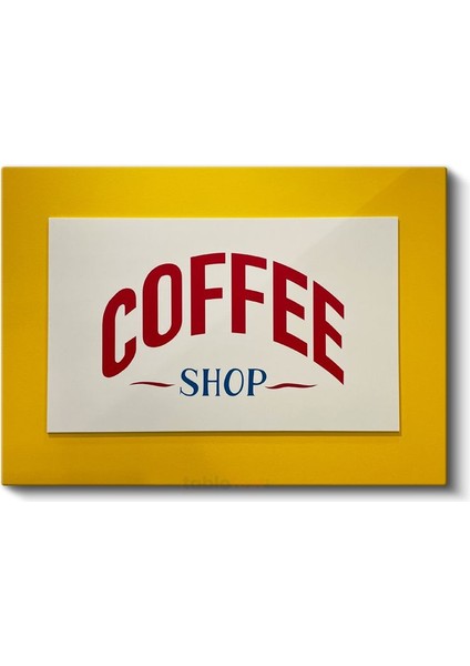 Coffee Shop - Sarı Çerçeveli Kafe Tabelası Kanvas Tablo fiyatları