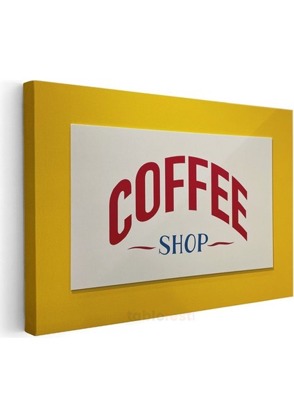 Coffee Shop - Sarı Çerçeveli Kafe Tabelası Kanvas Tablo modelleri
