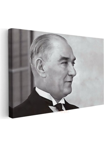 Profil Atatürk - Siyah Beyaz Zarif Portre Kanvas Tablo modelleri