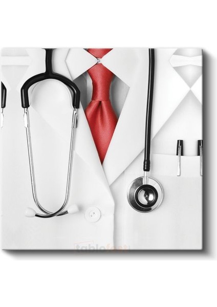 Doktor - Stetoskop ve Kırmızı Kravat Kanvas Tablo fiyatları