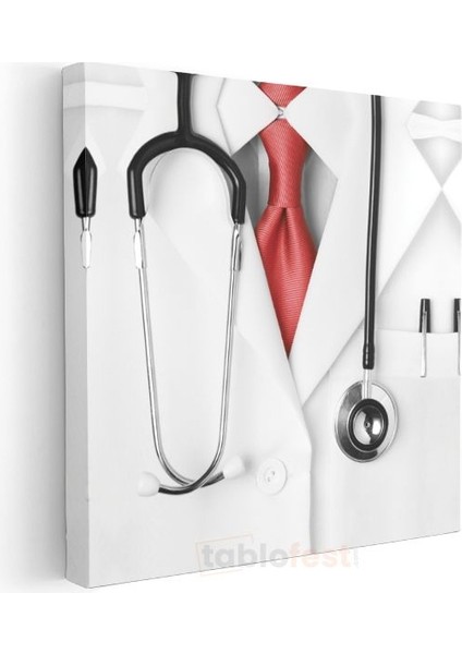 Doktor - Stetoskop ve Kırmızı Kravat Kanvas Tablo modelleri