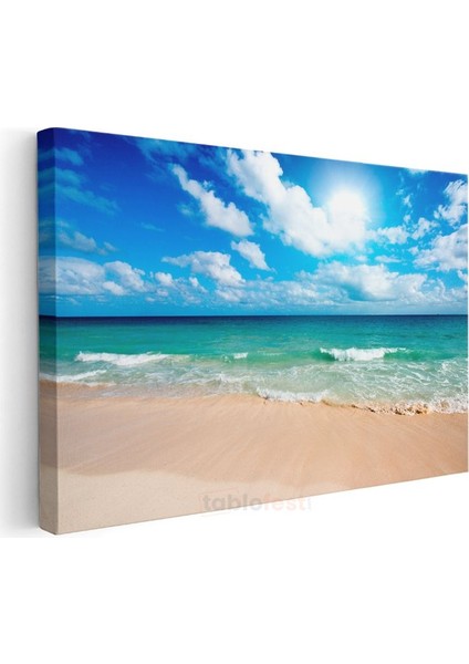 Turkuaz Sahil - Masmavi Deniz ve Altın Kumsal Kanvas Tablo modelleri