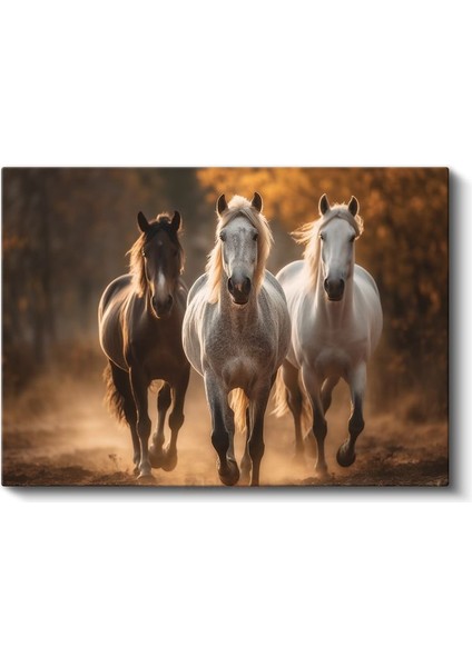 Koşan Atlar - Üç Güzelliğin Özgür Ruhu Kanvas Tablo fiyatları