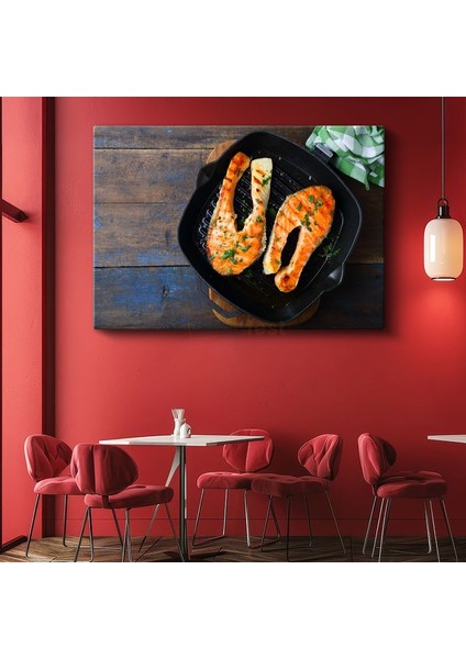 Izgara Somon - Baharatlı Deniz Lezzeti Kanvas Tablo