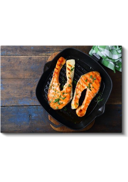 Izgara Somon - Baharatlı Deniz Lezzeti Kanvas Tablo fiyatları
