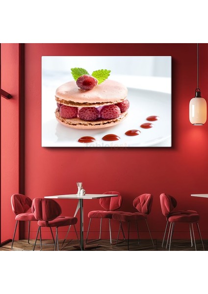 Ahududulu Macaron - Pembe Lezzet Kanvas Tablo