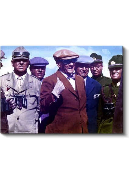 Atatürk ve Askeri Inceleme - Saha Gezisinde Kanvas Tablo