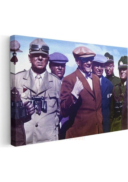 Atatürk ve Askeri Inceleme - Saha Gezisinde Kanvas Tablo
