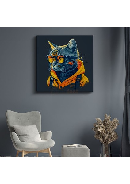 Kentli Kedi - Modern Dünyada Stil Sahibi Kedi Kanvas Tablo