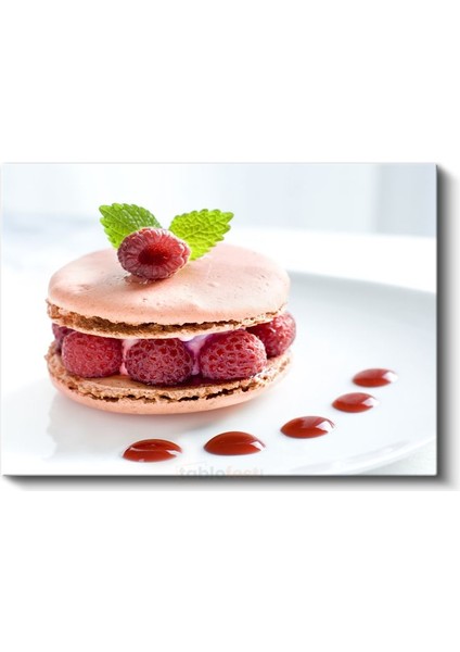 Ahududulu Macaron - Pembe Lezzet Kanvas Tablo
