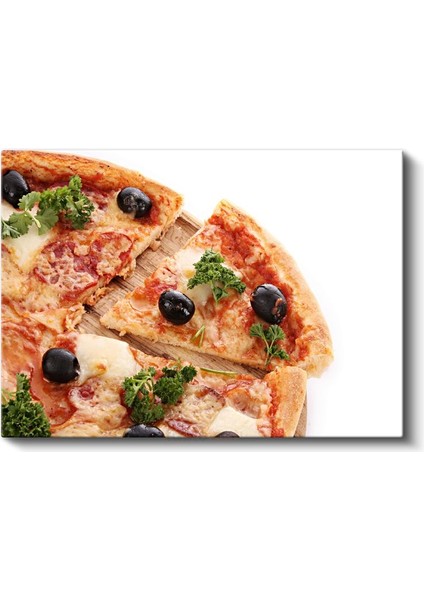 Italyan Pizzası - Zeytinli ve Peynirli Dilim Kanvas Tablo fiyatları