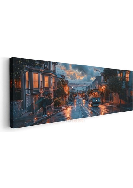 Yağmurlu Yokuş - San Francisco Tramvayı Kanvas Tablo modelleri