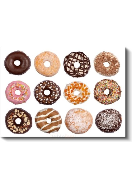Donut Çeşitleri - Renkli Tatlı Koleksiyonu Kanvas Tablo