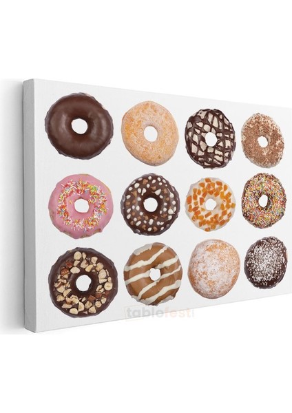 Donut Çeşitleri - Renkli Tatlı Koleksiyonu Kanvas Tablo