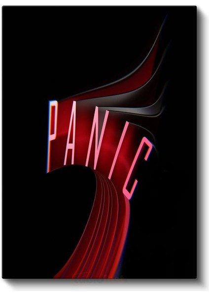 Panic - Neon Efektli Tipografi Kanvas Tablo