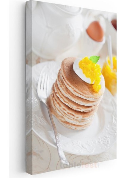 Pancake Kulesi - Mango Parçacıklı Leziz Kahvaltı Kanvas Tablo