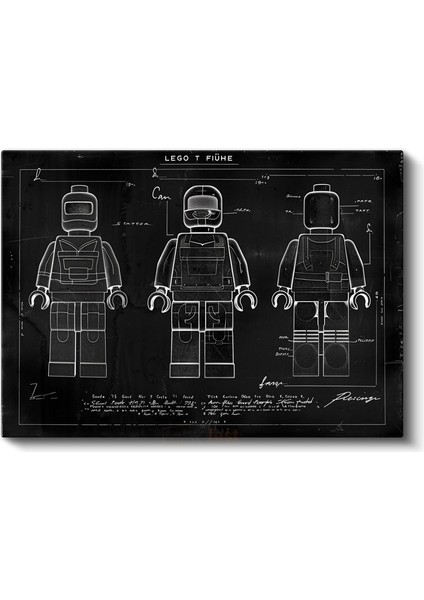 LEGO Figür Çizimi - Teknik Detaylı Tasarım Kanvas Tablo fiyatları
