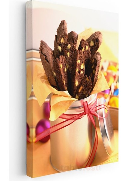 Çikolatalı Biscotti - Kavanozda Sunulan Ev Yapımı Kurabiyeler Kanvas Tablo modelleri