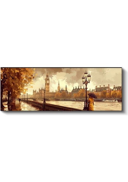 Westminster Silueti - Sonbahar Nehir Kenarı Kanvas Tablo fiyatları