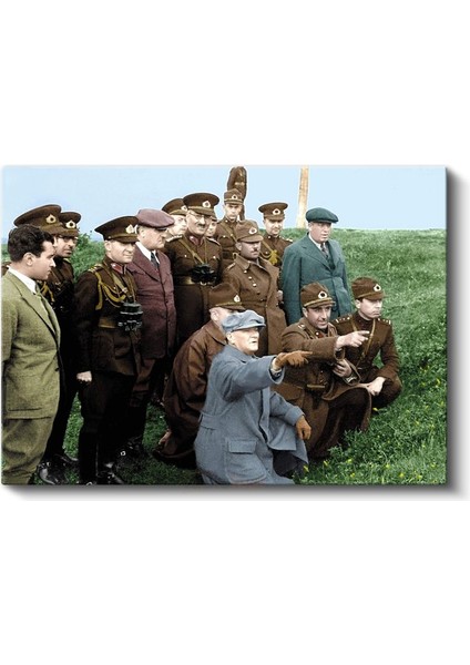 Atatürk ve Askeri Inceleme - Saha Komutasında Kanvas Tablo fiyatları