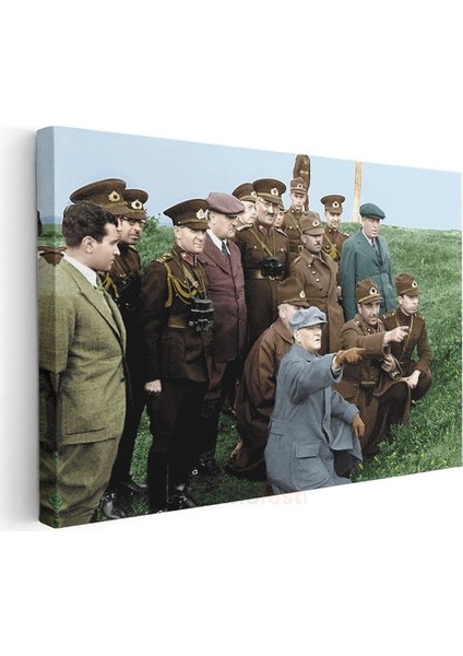 Atatürk ve Askeri Inceleme - Saha Komutasında Kanvas Tablo modelleri