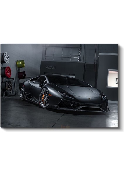 Lamborghini Huracan - Mat Siyah Italyan Süper Otomobil Kanvas Tablo fiyatları