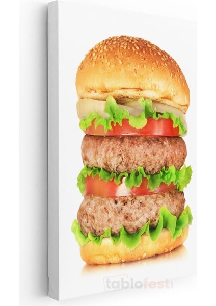 Çift Katlı Burger - Taze Sebzeli Lezzet Kanvas Tablo