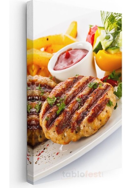 Izgara Köfte - Patates Kızartması ve Sos Eşliğinde Kanvas Tablo modelleri