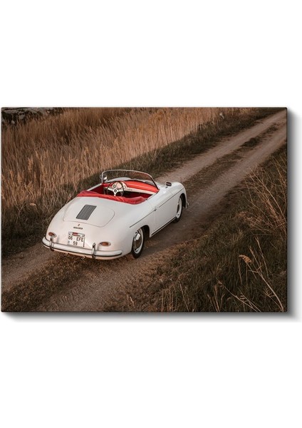 Porsche 356 Speedster - Beyaz Klasik Üstü Açık Spor Otomobil Kanvas Tablo fiyatları