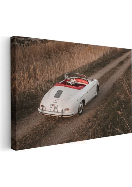 Porsche 356 Speedster - Beyaz Klasik Üstü Açık Spor Otomobil Kanvas Tablo modelleri