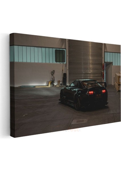 Toyota Supra - Siyah Modifiyeli Japon Spor Otomobil Kanvas Tablo modelleri