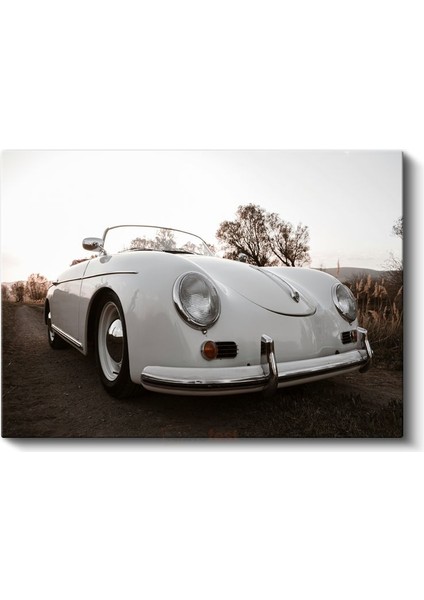 Porsche 356 - Beyaz Klasik Alman Roadster Kanvas Tablo fiyatları