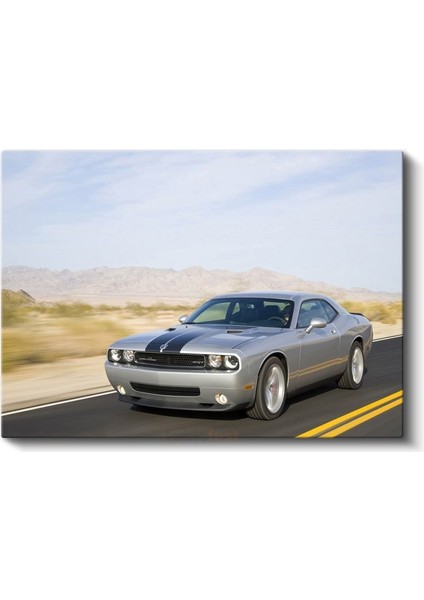 Dodge Challenger - Çöl Yolunda Amerikan Muscle Kanvas Tablo
