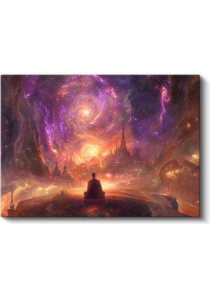 Ruhsal Yolculuk - Kozmik Enerjiyle Bütünleşen Meditasyon Anı Kanvas Tablo fiyatları
