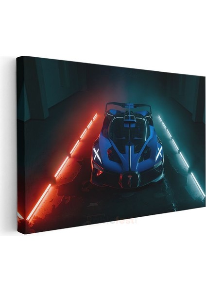 Bugatti Bolide - Neon Işıklar Altında Süper Otomobil Kanvas Tablo modelleri