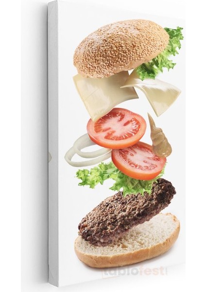 Hamburger Sanatı - Havada Asılı Malzemelerle Mükemmel Lezzet Kanvas Tablo