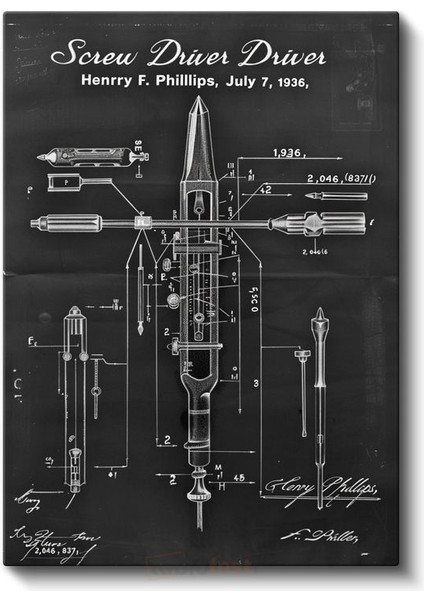 Tornavida Patenti - 1936 Teknik Çizim Kanvas Tablo fiyatları