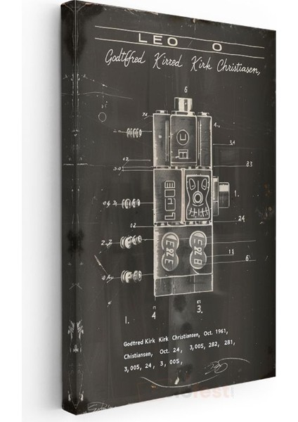LEGO Robot - Godtfred Kirk Christiansen Imzalı Oyuncak Patenti Kanvas Tablo