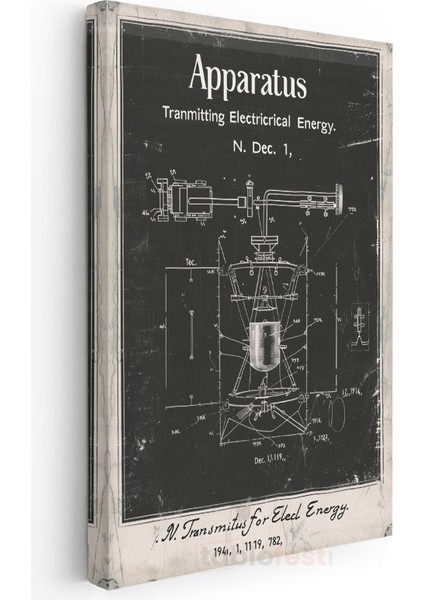 Elektrik Enerjisi Aparatı - Vintage Tesla Buluşu Kanvas Tablo modelleri
