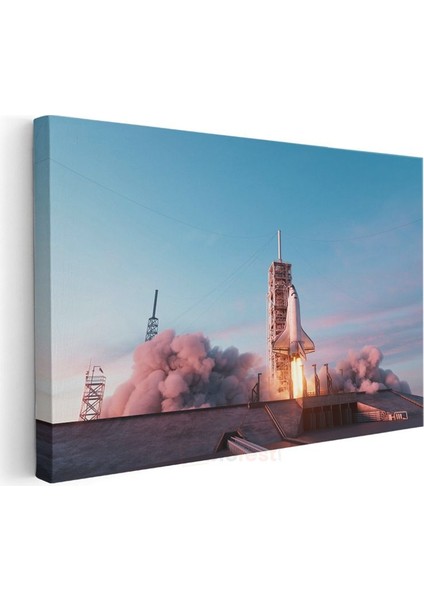 Space Shuttle - Fırlatma Anında Uzay Aracı Kanvas Tablo