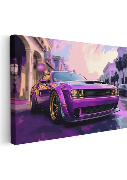 Dodge Challenger Srt - Mor Canavar Spor Otomobil Kanvas Tablo modelleri