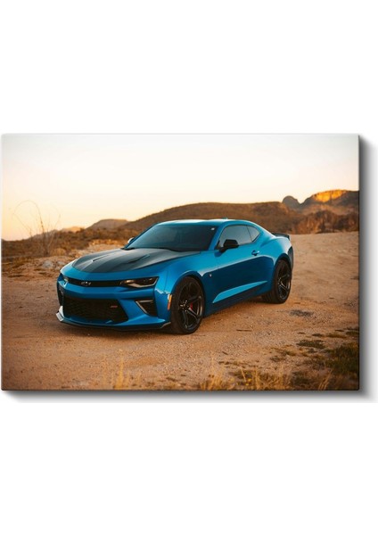 Chevrolet Camaro - Çöl Manzarasında Kanvas Tablo
