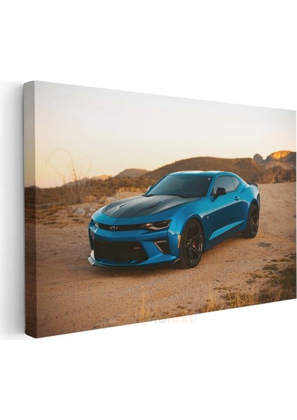 Chevrolet Camaro - Çöl Manzarasında Kanvas Tablo